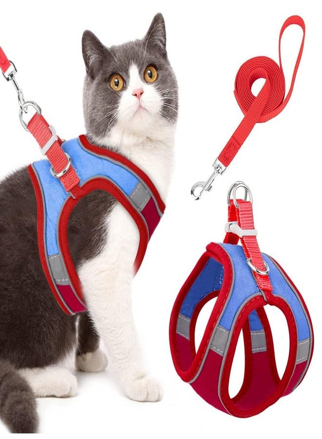 KPS حزام صدر للقطط من كي بي إس مع مقود للمشي | سترة صدر ناعمة قابلة للتعديل للقطط الصغيرة | مع شريط عاكس للسلامة | مقود للمشي مع الحيوانات الأليفة في الهواء الطلق (عبوة من قطعة واحدة، متعدد الألوان) - Image 2